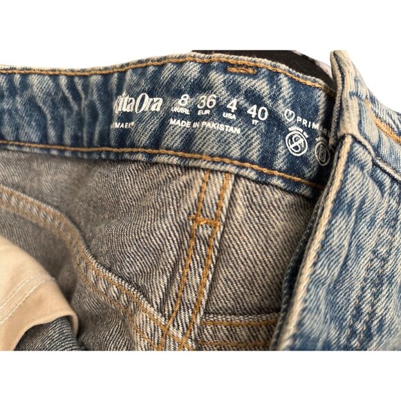 Rita Ora x Primark Womens Denim Shorts Frayed SZ 4  5 Pockets Button Fly Front - Picture 4 of 8